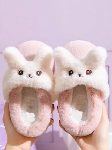 1 par de pantuflas para niños, lindas pantuflas de invierno de felpa para niñas para el hogar, zapatos de casa de princesa para niños pequeños