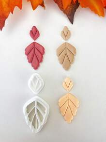 2 chiếc dao cắt đất sét hình lá sò dùng làm hoa tai đính đá mùa thu tự làm - Lá sò điệp - Xem 7