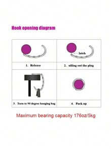 1個折疊手提包掛鉤,閃亮鑽石包掛鉤,時尚包掛鉤手提包掛鉤可折疊鉤子可攜式鑰匙圈架桌掛勾硬件旅行戶外收納折疊錢包掛鉤 - 銀色 - 查看 6