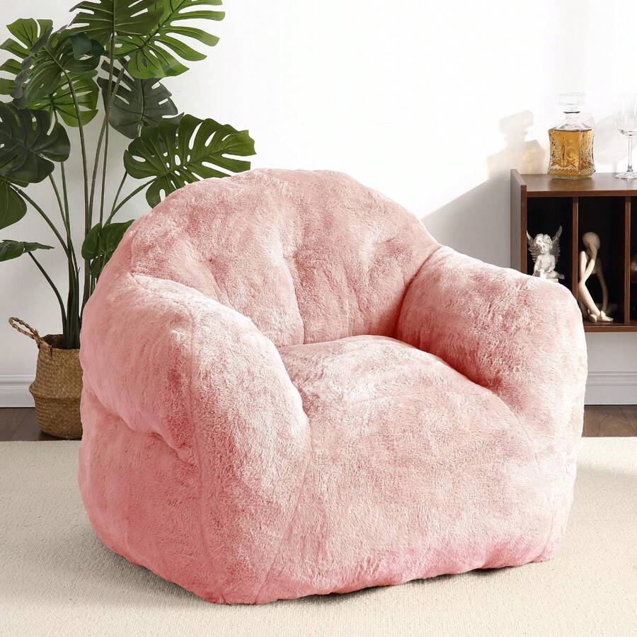 Giant Bean Bag Chair,39" Large Bean Bag Chair With Filler Included,Large Living Room Bean Bag Chairs For Adults,Soft Cozy Beanbag Couch Floor Sofa Chair With Armrests For Living Room Dorm - 粉色 - 查看 1