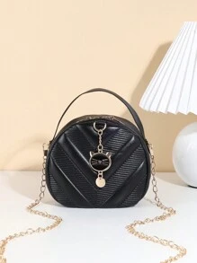 V-förmig gemusterter, süßer Metall-Katzen-Anhänger als Dekoration für die Handtasche