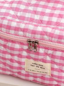 Quilted Makeup Bag Set Cosmetic Bag Aesthetic Travel Toiletry Bags Cute Pouch Kawaii Aesthetic Make Up Bag Travel Plaid Make Up Organizer Bag With Zipper Pouch Chere Checkered Cosmetic Pouch Make Up Travel Purse Organizer Large Capacity Pencil Case Makeup Brushes Storage Bag Vacation Travel Toiletry Bag For Bathrooom ,Wedding Gift ,Bridesmaid Gift ,Birthday Day Gift ,Friends,Valentine's Day,Monter's Day Gift Bathroom Accessories Back To School