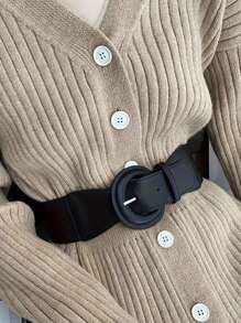 1 chiếc thắt lưng co giãn cho nữ, đai thắt lưng thời trang có thể điều chỉnh cho bộ vest, áo khoác, váy - màu đen - Xem 2