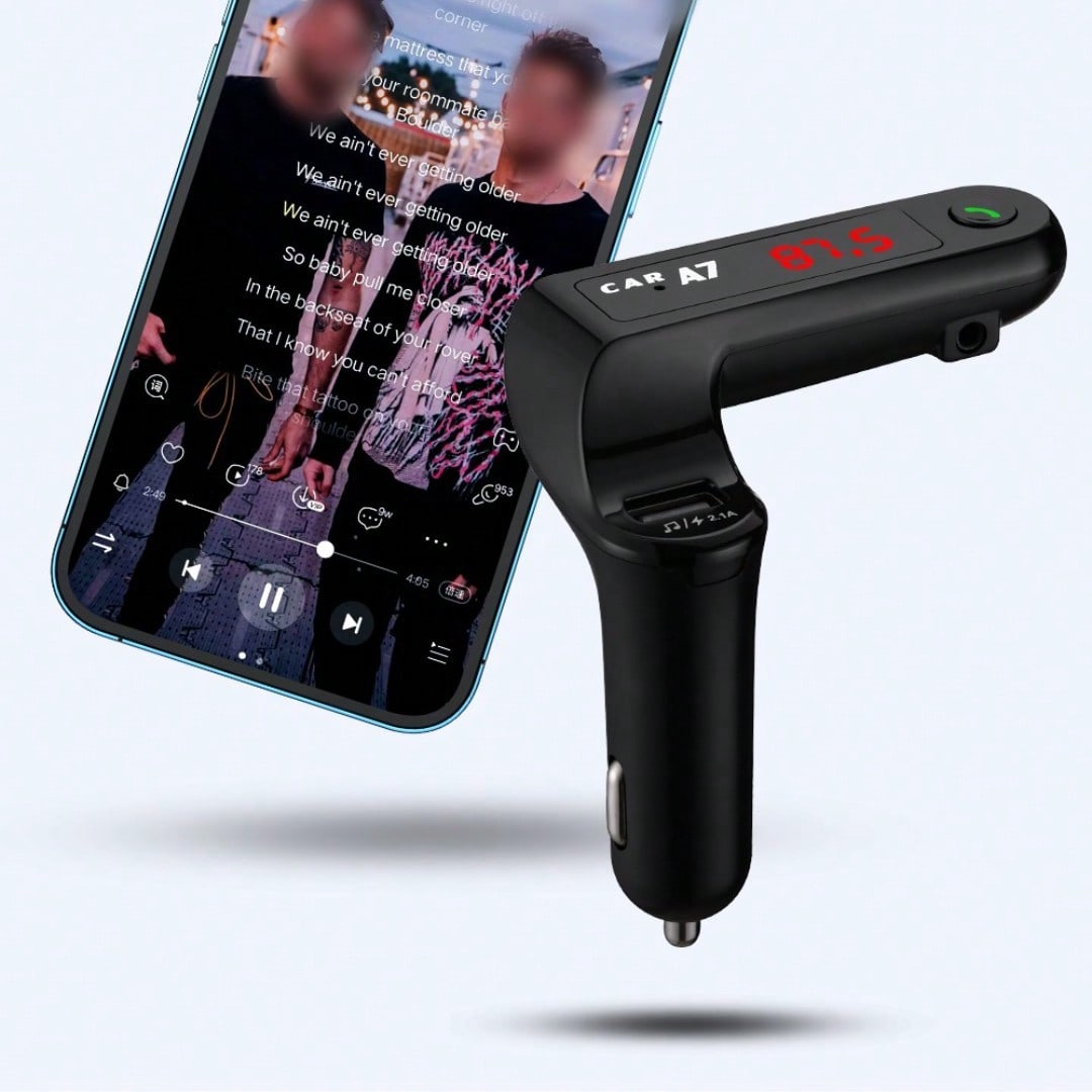 Car Charger With Bluetooth Hands-Free Calling & FM Transmitter Function_voghion.com