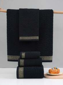 QIBHI 1/2/3 piezas Toalla de baño o sábana de baño con hilos dorados de jacquard, muy absorbente y suave, adecuada para el hogar, parejas, baño/playa, disponible en varios tamaños para salón de belleza, baño del hogar