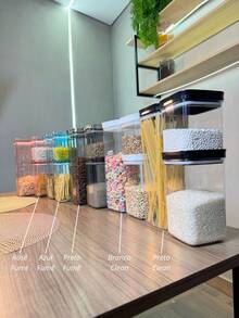 Hermetically Sealed Jar In Crystal Acrylic With Lock And Stackable Design (800 ML, 1200ML And 2200 ML) - 乾淨的黑色 - 查看 3