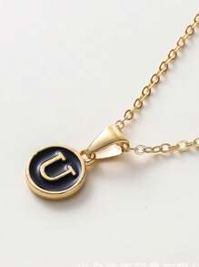 1 Stück Modische Halskette Mit Buchstaben-anhänger, Personalisierte Buchstaben-halskette Für Frauen Und Mädchen, Goldfarben, Geschenk-accessoires