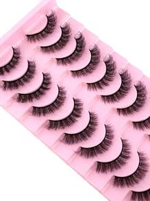 10 Pairs 5D Mink Eyelashes, Criss-Cross Thick & Natural Looking False Eyelash Strips - Black - View 3
