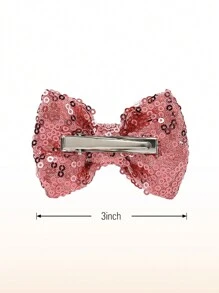2pcs Love Fairy 3-Inch Glitter Bow Hairpin - Sparkling Sequin Bowknot Hair Clip For Girls,Teens (Hot Pink)