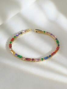 1 件独特的多色锆石 925 银镀金手链，适合任何场合的贴心礼物，附带可定制的中国风格贺卡 - 彩色 - 查看 3