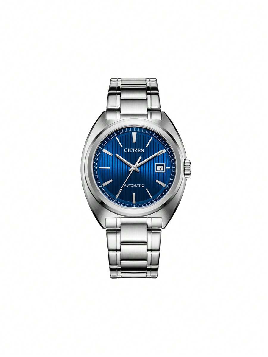 CITIZEN Watches For Men Automatic Watch With Mechanical Movement And Crystal Dial Men's Watch With Date Display, Stainless Steel Strap NJ0100-71L - Blue - View 1