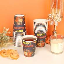 25pcs Cartoon Pumpkin Themed Disposable Paper Cups For Halloween Party - Multicolor - View 2