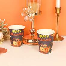 25pcs Cartoon Pumpkin Themed Disposable Paper Cups For Halloween Party - Multicolor - View 4