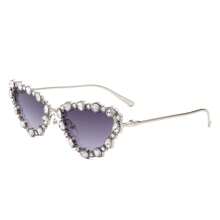 Cat Eye Sunglasses Rhinestone Embellished Luxury Frame With Polarized UV Mirrored Lenses, Glamorous Women's Designer Glasses For Women's Luxury Vibes, Evening Events, Celebrations, Weddings And Red Carpet Looks - 漸層紫 - 查看 2