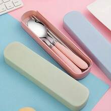 Bộ dao kéo bằng thép không gỉ di động có hộp đựng - Lý tưởng cho các chuyến dã ngoại, cắm trại và sử dụng hàng ngày - Đồ nấu ăn ngoài trời - Quà tặng Giáng sinh có thể gấp lại - Nhiều màu - Xem 3