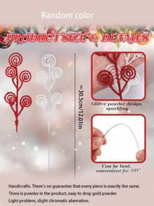 20 件/10 件 - 圣诞卷曲树花枝喷雾树枝 12 英寸装饰糖果形状棒闪光人造茎花枝装饰品适用于婚礼圣诞树花环装饰花瓶填充物，圣诞节