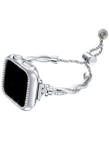 1 Piece Women's Rose Gold Cross Twist Full Rhinestone Zinc Alloy Apple Watch Strap Suitable For 38/40/41/42/44/45/49 Mm Compatible With Apple Watch Ultra/SE/8/7/6/5/4/3 /2/1