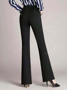 Women's Flared Pants, High Waist Straight Leg Work Trousers, Elegant Office Wear