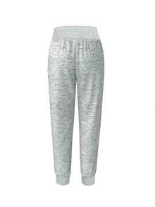 Pantalones pitillo casuales de mujer con cintura elástica y estampado, para primavera - Gris - Ver 2