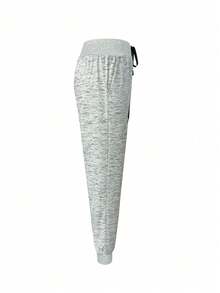 Pantalones pitillo casuales de mujer con cintura elástica y estampado, para primavera - Gris - Ver 4
