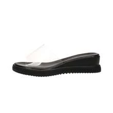 Women's Transparent Strap Casual Sandals, Open-Toe Thick Platform Wedge Sandals - Black - View 8