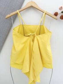 Women's Cropped Blouse With Ruffles - 黃色 - 查看 3