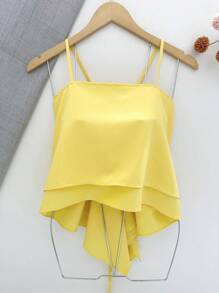 Women's Cropped Blouse With Ruffles - 黃色 - 查看 1