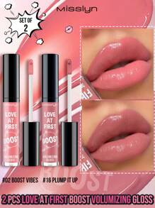 Misslyn 2 thỏi son bóng làm đầy môi Love At First Boost. Son bóng làm đầy môi Love At First Boost, son tint dưỡng ẩm, son bóng ngọt ngào lâu trôi, lý tưởng cho trang điểm phong cách Y2K, tiệc tùng, bãi biển, du lịch, kỳ nghỉ, cắm trại, hoạt động ngoài trời, quà tặng, cô gái thời trang hoa hồng, mỹ phẩm năm mới, nhập vai, du lịch tốt nhất, lễ hội, đầy màu sắc, trường học, không khí quyến rũ, Tết Nguyên Đán, quà tặng ngày Valentine, thuần chay, không thử nghiệm trên động vật. - 02+16 - Xem 1