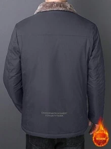 男士保暖加厚长袖拉链外套，秋冬款 - 灰色 - 查看 3