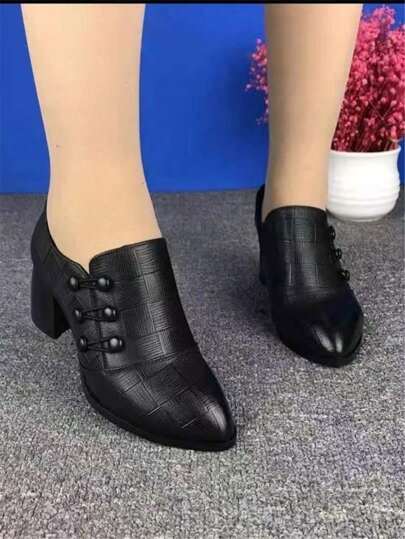 Chaussures  à talon épais et à faible col pour femmes, automne 2024. Chaussures de mère, plates-formes basses grande taille, escarpins pour femmes