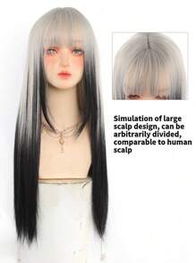 Lange zwarte grijze highlight pony synthetische pruik Lolita cosplay mode dagelijks hoge temperatuurbestendige pruik vrouw