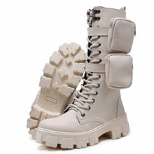 Myrol Outlet High-Top Ankle Boots With Removable Bags Blogger - Màu be - Xem 5