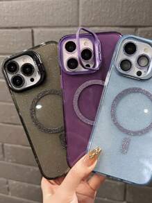 Glitter Case With Stand And Camera Film Kit For IPhone - Black - View 2