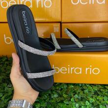 Beira Rio Flat Clog With Rhinestone Straps 8488105 - 黑色 - 查看 1