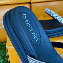 Beira Rio Flat Clog With Rhinestone Straps 8488105 - 黑色 - 查看 5