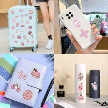 50张可爱粉色学院风贴纸，乙烯基材质，美观实用，适用于剪贴簿、日记本、笔记本电脑、保险杠、滑板、水瓶、电脑、手机、卡通图案、安全帽、汽车贴纸等。 - 粉色 - 查看 8