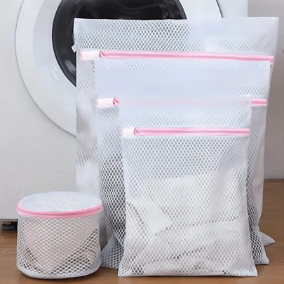 1/3/4pcs Zipper Mesh Laundry Bags, Honeycomb Laundry Washing Bag, Suitable For Clothing, Shirts, Bras, Socks, Pantyhose, Underwear, Travel Storage Bag,Spring,Minimalist,Summer Tops