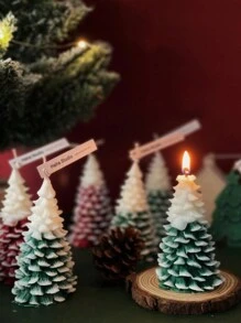 1pc Christmas Tree Candle 3D Silicone Mold, Aroma Candle Handmade Soap Mold For Handmade Candle Making, DIY Craft & Gift - White - View 6