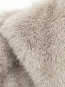 Women's Faux Fur Collar Solid Color Warm Coat For Autumn/Winter - Grey - View 10