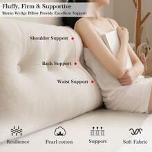 1pc Triangular Headboard Pillows Twin/Queen/King Size Head Roll Pillow Bed Wedge Pillow Large Bolster Bed Rest Reading Pillows Backrest Positioning Support Pillows With Side Pockets Bolster Cushion - Vitt - Visa 2