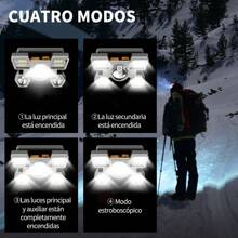 Lámpara de Cabeza 5 LED LED Frontal Recargable - con Cable USB y Batería 5 Perlas de Lámpara 4 Modos Foco Luces Headlamp Lmpermeable 90 ° Dirección Ajustable para Pescar Caminar Acampar Senderismo Montañismo Correr Senderismo Ciclismo etc Lampara de Cabeza Lámpara de Cabeza Recargable Linterna Frontal función de zoom 5 LED - azul - Ver 6