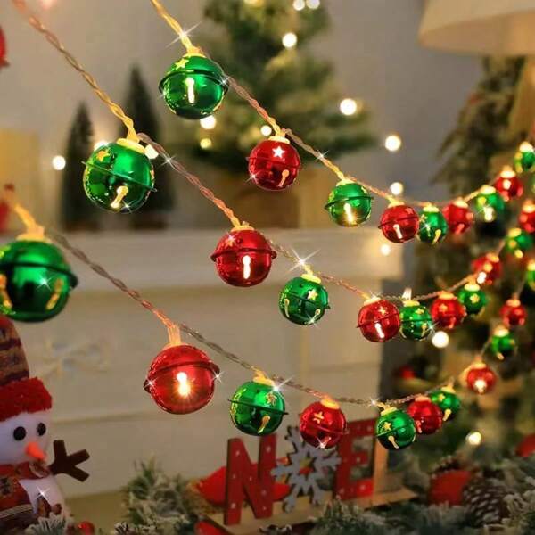 1 قطعة إضاءة بشكل إكليل جرس عيد الميلاد، باللونين الأحمر والأخضر، إضاءة ليد لجو عيد الميلاد، إضاءة عيد الميلاد الداخلية، ديكور عطلة، لديكور المنزل، ديكور الحائط، ديكور المطبخ، ديكور غرفة الألعاب، ديكور الحفلات، ديكور حفلات عيد الميلاد، ديكور خارجي، ديكور الزفاف