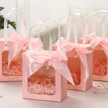 10个装白色纸板透明窗口礼品袋，可折叠透明糖果盒婚礼伴娘回礼品袋生日礼物盒 - 多色 - 查看 14