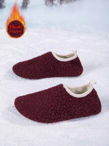 Thermal Slippers, Autumn/Winter Home Daily Use Warm Anti-Slip Maternity Shoes, Fluffy Furry Slippers, Indoor Yoga