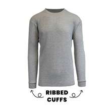 Men's Classic Waffle-Knit Crew Neck Thermal Shirt - Heather Grey - View 2