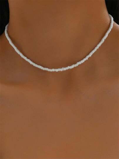 1入組波西米亞極簡串珠項鏈適合女士日常裝飾