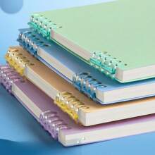 A5/B5 Flip Up Loose-Leaf Notebook,60 Sheets,Detachable Horizontal Line Inner Page Notepad,Waterproof PP Cover,Office And School Supplies - Retro Color - View 3