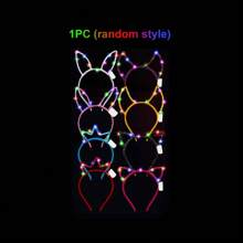 1PCS/5PCS LED 兔耳朵/角/猫耳朵/皇冠/眼镜发光头带适用于派对公主派对、婚礼、生日、清唱、毕业派对、音乐会、夜光派对装饰用品、新年圣诞节万圣节小礼物礼物分发最喜欢的礼物、圣诞节 - 彩色 - 查看 13