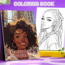 1pc 20-Page People Series Coloring Book, Featuring Cowboy, Dark Beauties, Each Page With Different Pattern Back To School,Mother's Day,Mom's Gift,Back To School,School Supplies - Multicolor - View 4