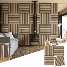 4 Pack Wood Wall Panels, 3D DIY Slat Wall Paneling, Decorative Acoustic Panels For Interior Wall, Soundproof Panels For Living Room, Bedroom, Offices